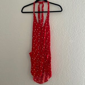 Red halter dress